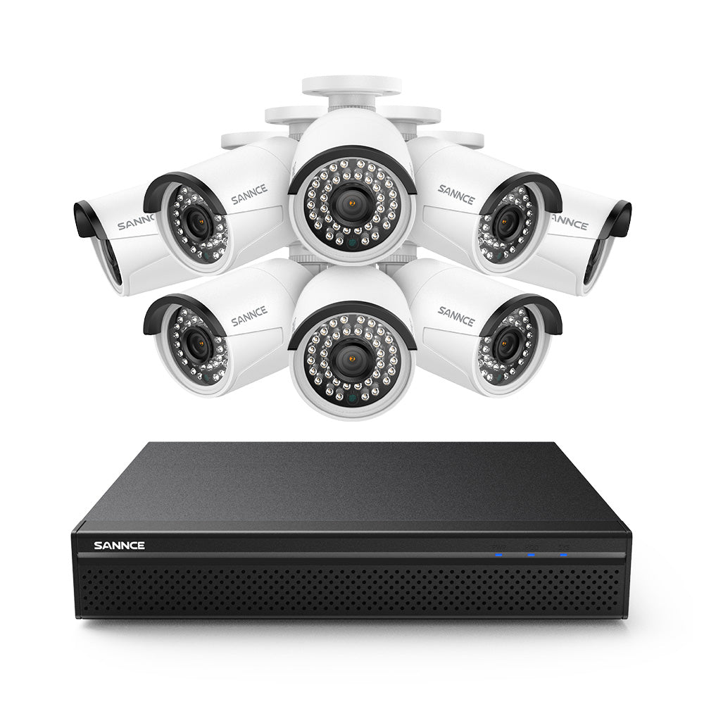 SANNCE 8CH Wireless NVR CCTV System 6PCS 3MP IP Camera WIFI Audio Recording  IR Night Vison CCTV Home Security Camera Surveillance Kit with 2T Hard