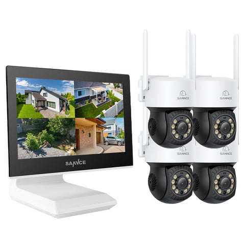 10 Channel PT Wireless Security Camera System, 5MP NVR w/ 10.1'' LCD Monitor, 3MP Pan & Tilt IP Cameras, Color Night Vision, Smart Auto Tracking, Two-Way Voice Intercom, Customized Motion Areas, Work with Alexa