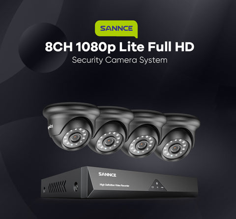 Certified Refurbished 8 Channel 1080P Wired Security Camera System - Hybrid DVR, 8pcs 2MP Bullet Cameras, Outdoor & Indoor, Smart Motion Detection, Remote Access