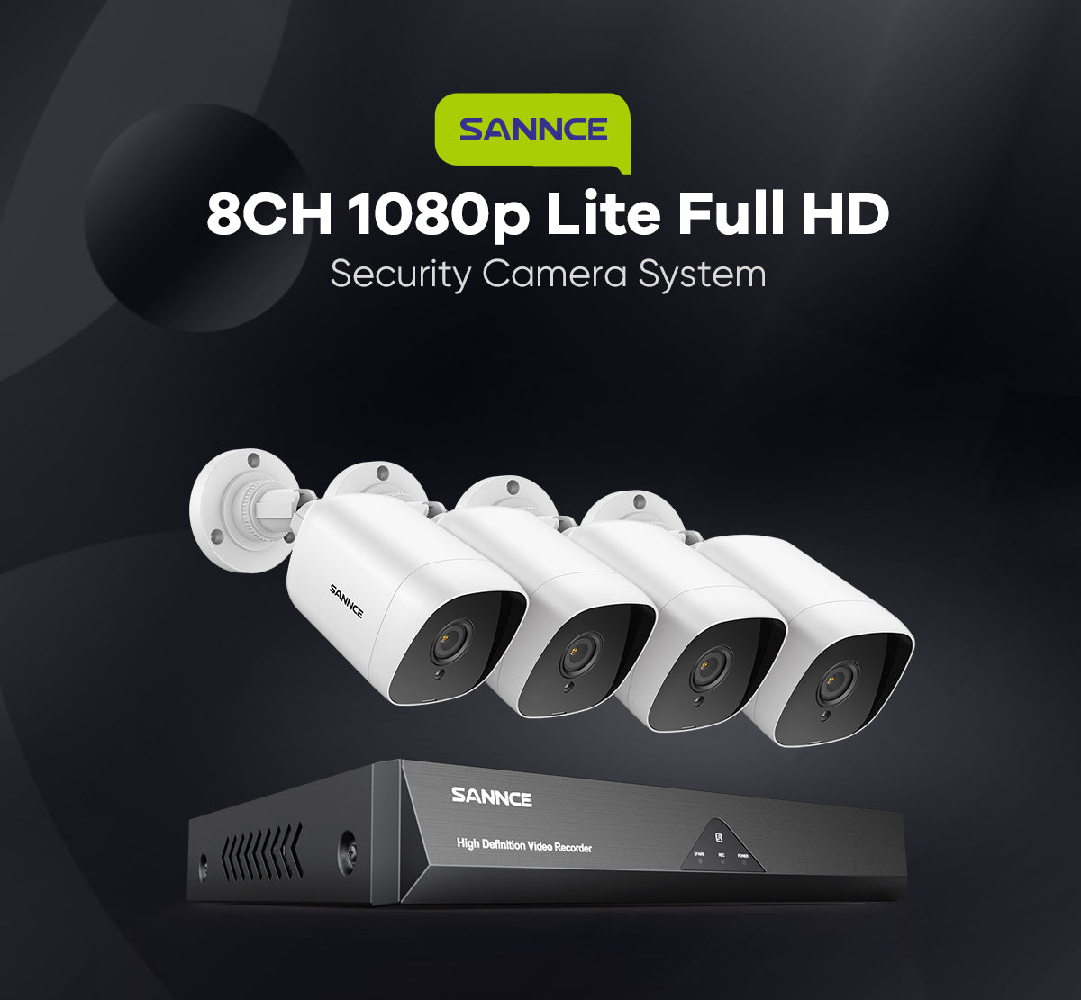 Certified Refurbished 8 channel 1080P Wired Security Camera System - Hybrid DVR, 8pcs 2MP Bullet Cameras, Outdoor & Indoor, Smart Motion Detection, Remote Access