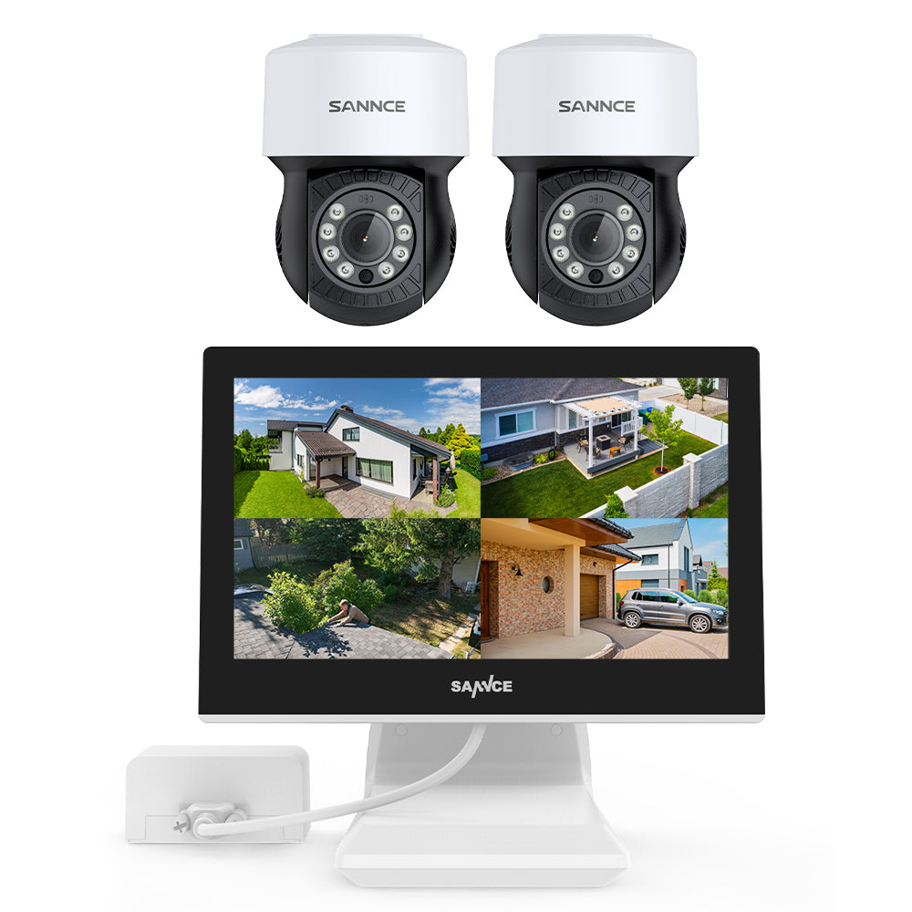 1080P PT 4 Channel DVR w/2MP Security Camera System, 10.1“ LCD Colourful Monitor, Pack of 2 cameras