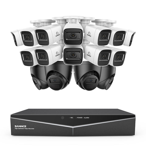 1080p 16 Channel 16 Camera Outdoor Wired Security System, Smart Motion Detection, 100 ft Infrared Night Vision, IP67 Weatherproof