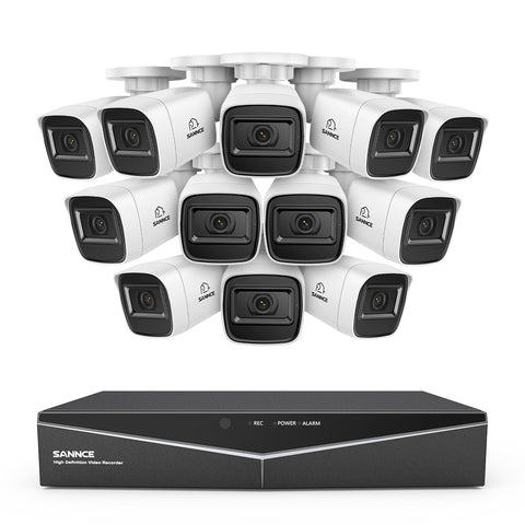 1080p 16 Channel 12 Camera Outdoor Wired Security System, Smart Motion Detection, 100 ft Infrared Night Vision, IP67 Weatherproof