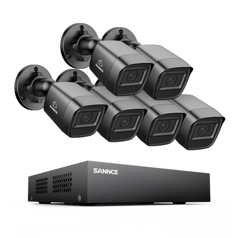 1080P 8-Channel Wired Security DVR System with 6pcs 2MP Outdoor Bullet CCTV Cameras, Smart Human / Vehicle / Motion Detection