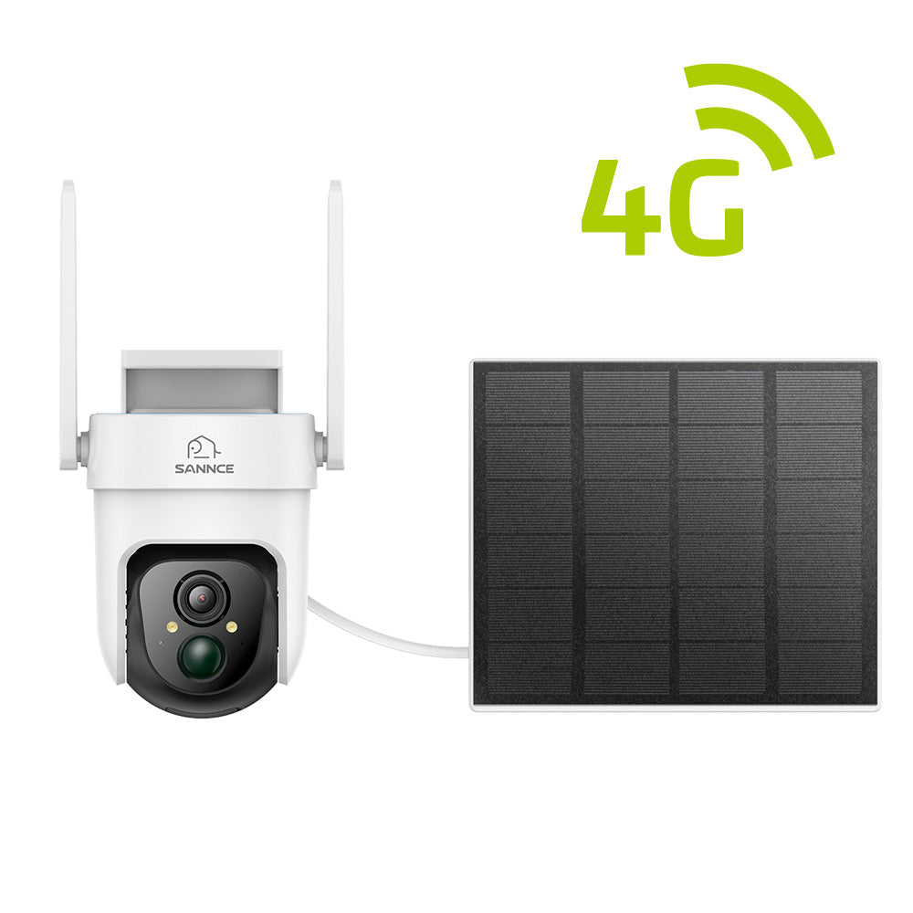 4G LTE Cellular Wireless Outdoor Security Camera, Battery & Solar Powered, 3MP Dual Light Night Vision, 355° Pan & 90° Tilt, Two-Way Audio, SIM & Micro SD Card (32 GB) Included, Cloud & Max. 128 GB Local Storage