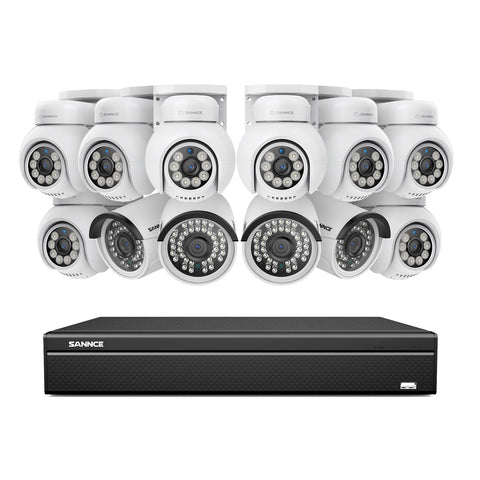 16 Channel 4K PoE Bullet & PTZ Security Camera System, 8MP Outdoor PoE IP Cameras, Pan & Tilt, ONVIF Supported NVR, Two-Way Audio, Smart Human/Vehicle Detection