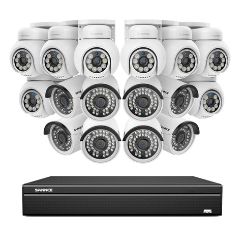 16 Channel 4K PoE Bullet & PTZ Security Camera System, 8MP Outdoor PoE IP Cameras, Pan & Tilt, ONVIF Supported NVR, Two-Way Audio, Smart Human/Vehicle Detection