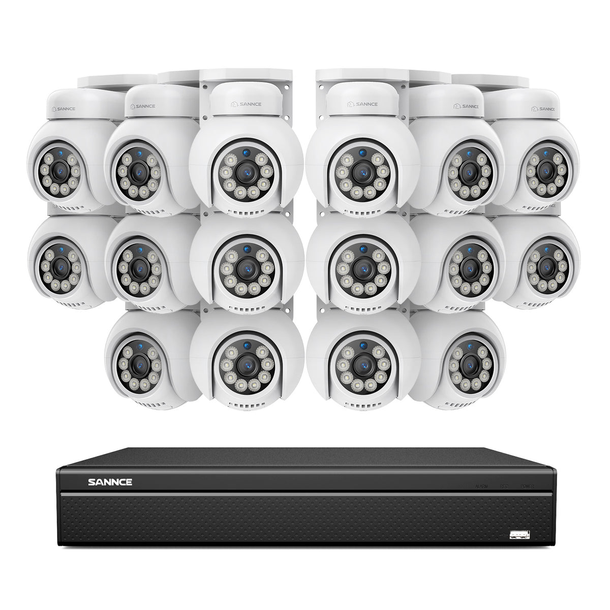 16 Channel 4K PoE PTZ Security Camera System, 8MP Outdoor PoE IP Cameras, Pan & Tilt, ONVIF Supported NVR, Two-Way Audio, Smart Human/Vehicle Detection