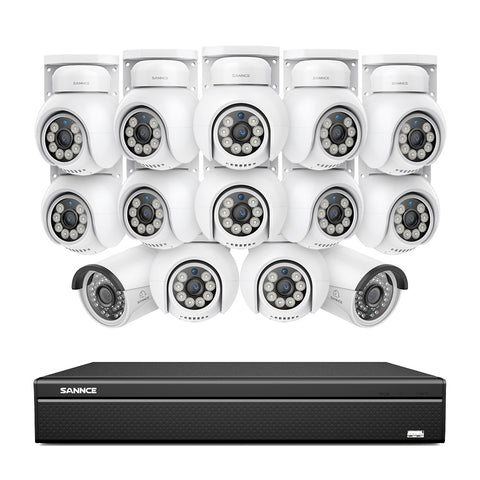 16 Channel 4K PoE Bullet & PTZ Security Camera System, 8MP Outdoor PoE IP Cameras, Pan & Tilt, ONVIF Supported NVR, Two-Way Audio, Smart Human/Vehicle Detection