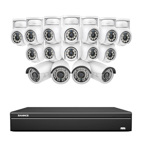 16 Channel 4K PoE Bullet & PTZ Security Camera System, 8MP Outdoor PoE IP Cameras, Pan & Tilt, ONVIF Supported NVR, Two-Way Audio, Smart Human/Vehicle Detection