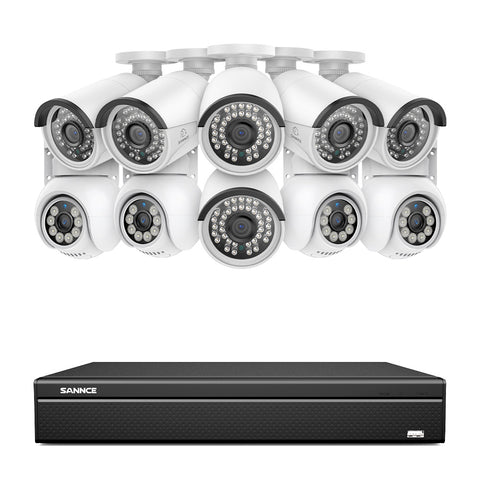 16 Channel 4K PoE Bullet & PTZ Security Camera System, 8MP Outdoor PoE IP Cameras, Pan & Tilt, ONVIF Supported NVR, Two-Way Audio, Smart Human/Vehicle Detection