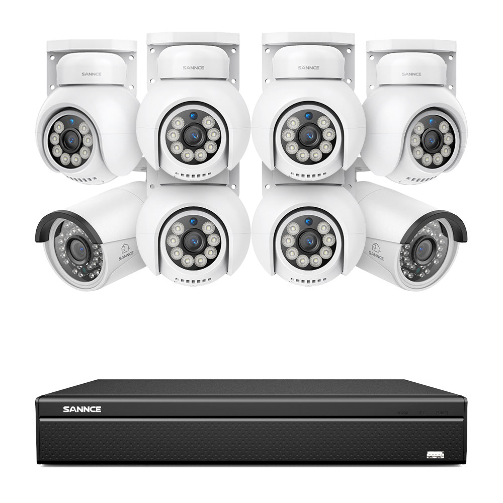 16 Channel 4K PoE Bullet & PTZ Security Camera System, 8MP Outdoor PoE IP Cameras, Pan & Tilt, ONVIF Supported NVR, Two-Way Audio, Smart Human/Vehicle Detection