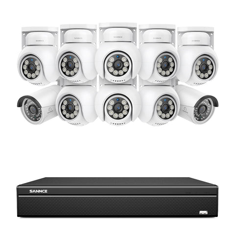 16 Channel 4K PoE Bullet & PTZ Security Camera System, 8MP Outdoor PoE IP Cameras, Pan & Tilt, ONVIF Supported NVR, Two-Way Audio, Smart Human/Vehicle Detection