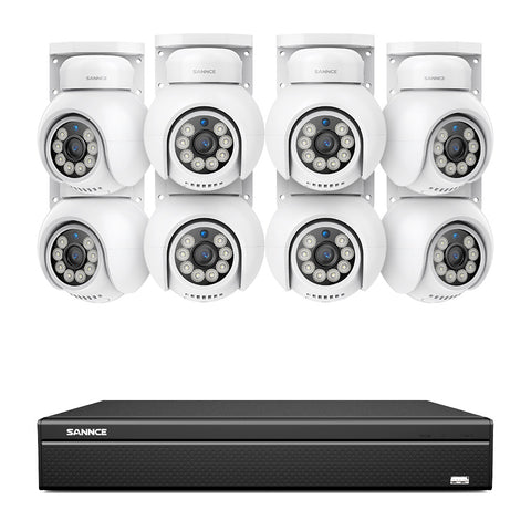 4K 16CH POE PTZ Surveillance Camera Set, 8MP Ultra-HD (3840×2160), Remote Access, 350°/90° PTZ Pan, Intelligent People/Vehicle Detection, IP66 Waterproof (8MP IP PTZ Camera and 16CH NVR)