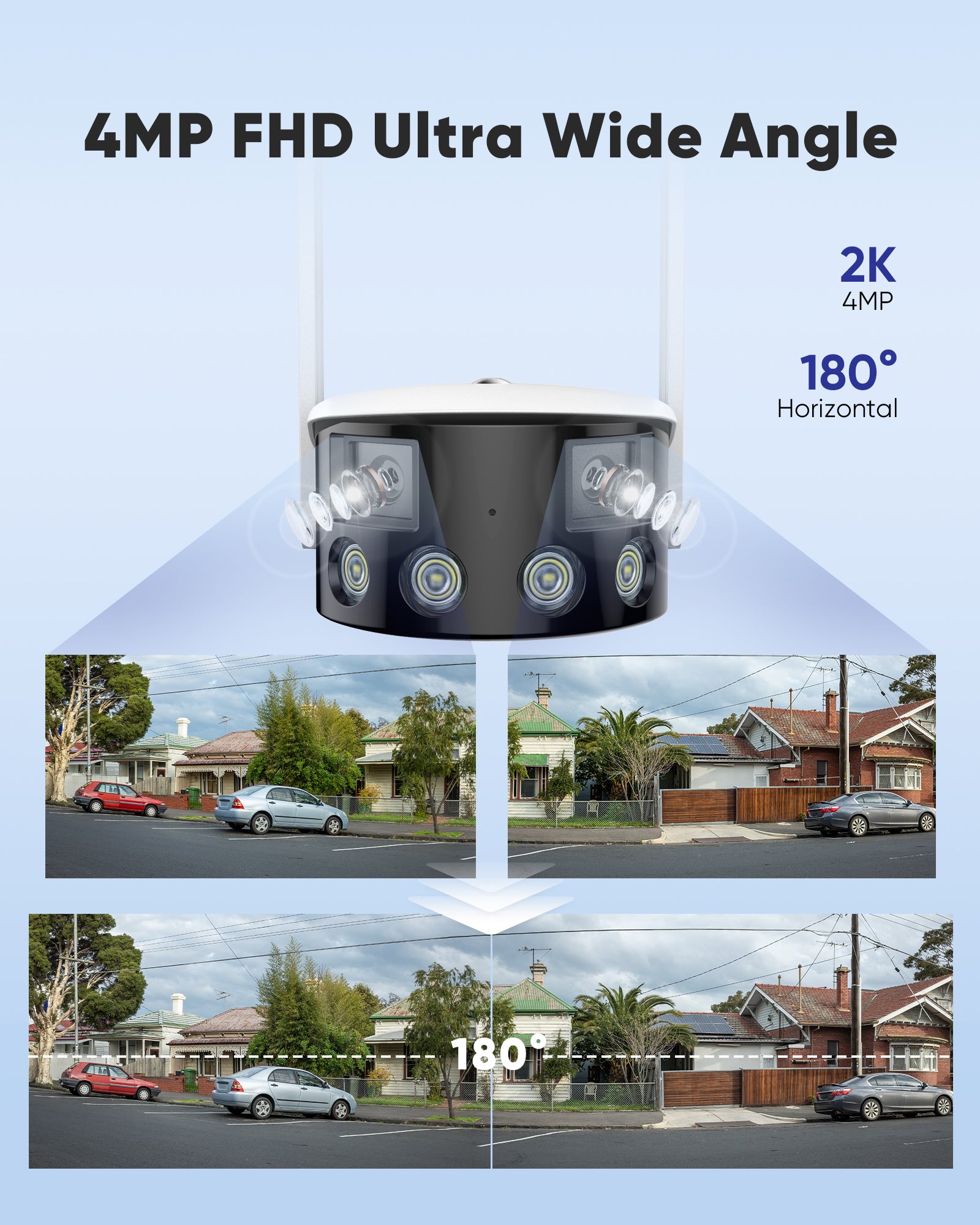 Super Wide Angle 180 Degree PoE Dome Camera, Mic, Night Vision