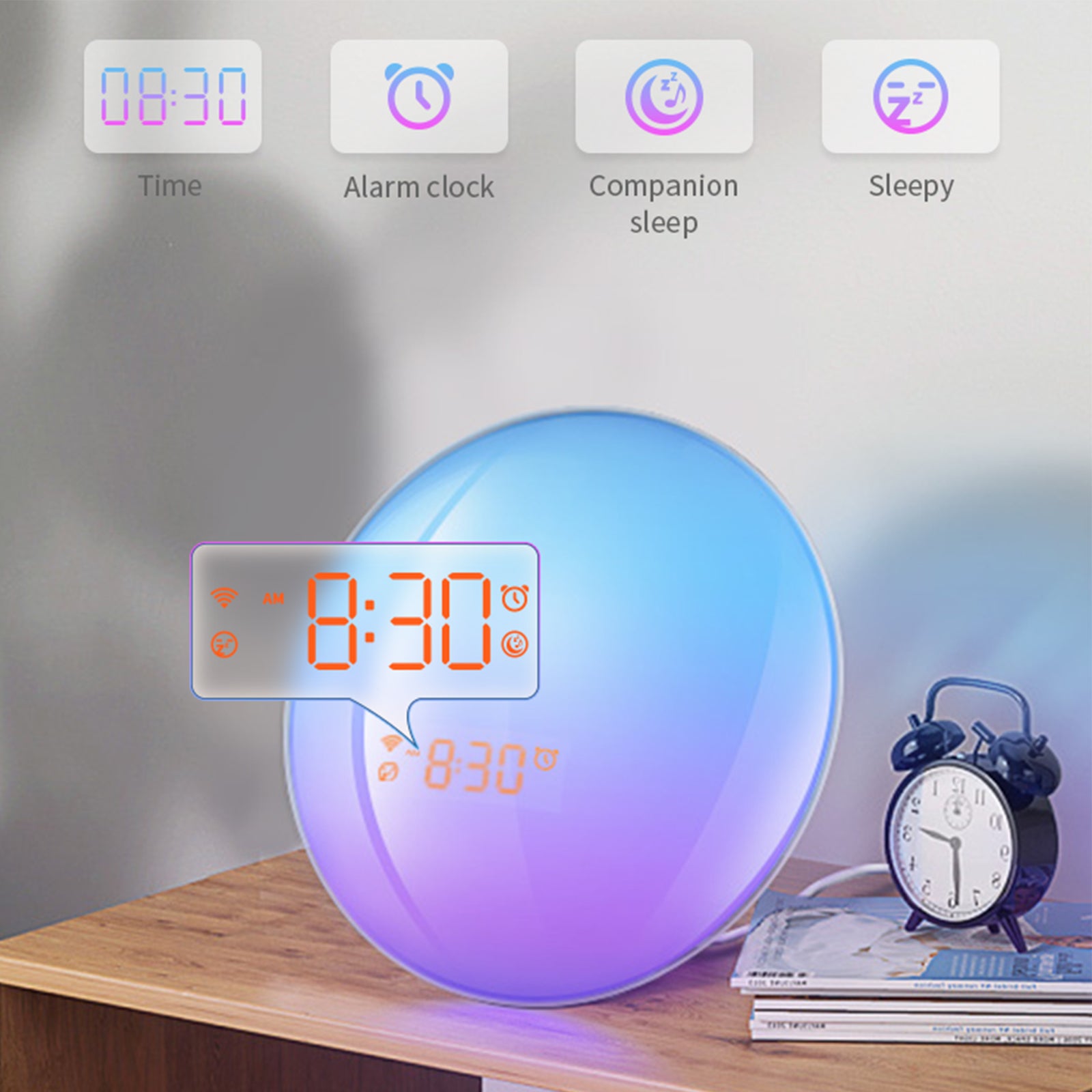 Sunrise Alarm Clock, Wake Up Light With Sunrise/sunset Simulation, Bedroom  Digital Alarm Clock For Heavy Sleepers Adults Kids High Quality