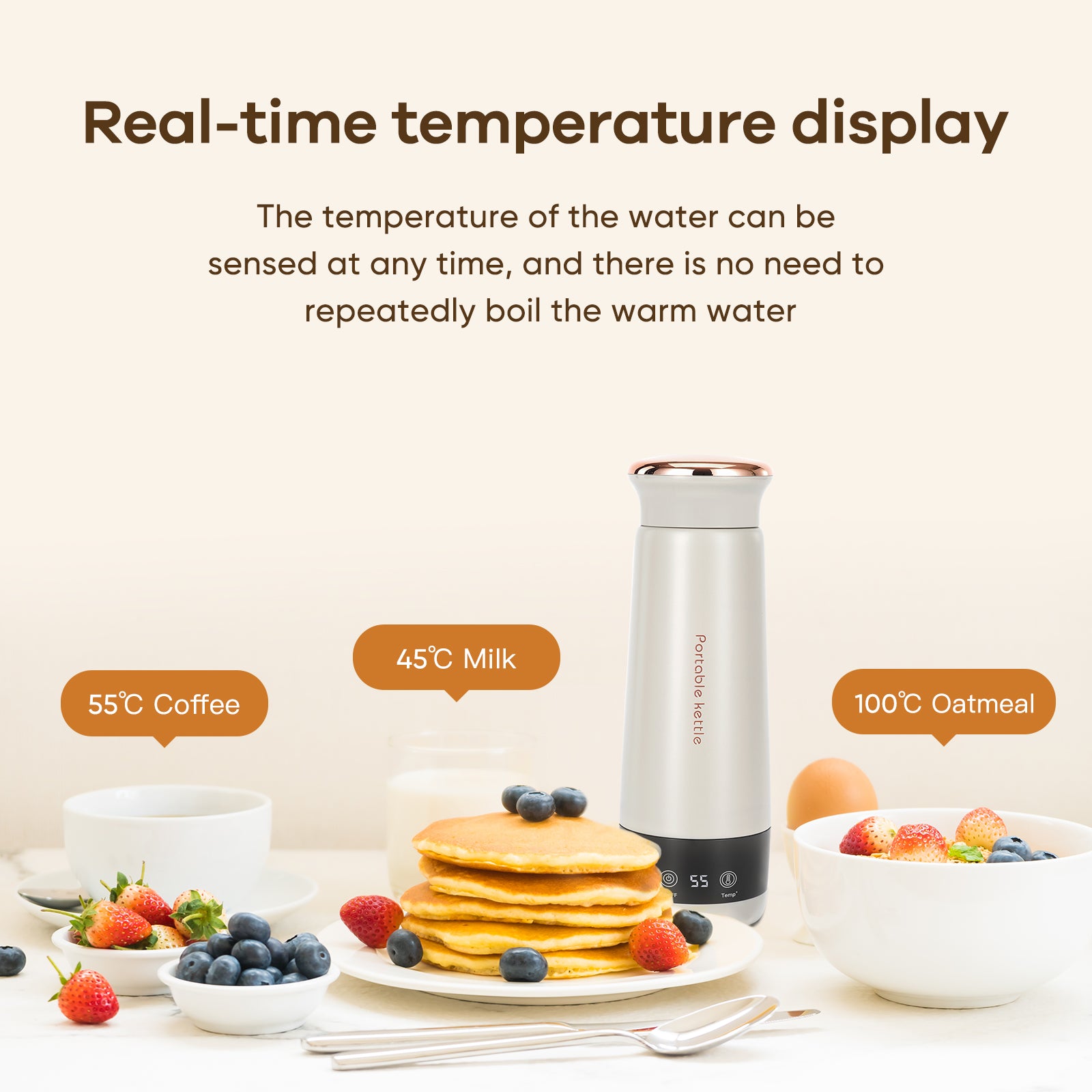 Portable Water Warmer for Baby Formula 300ml Precise Temperature